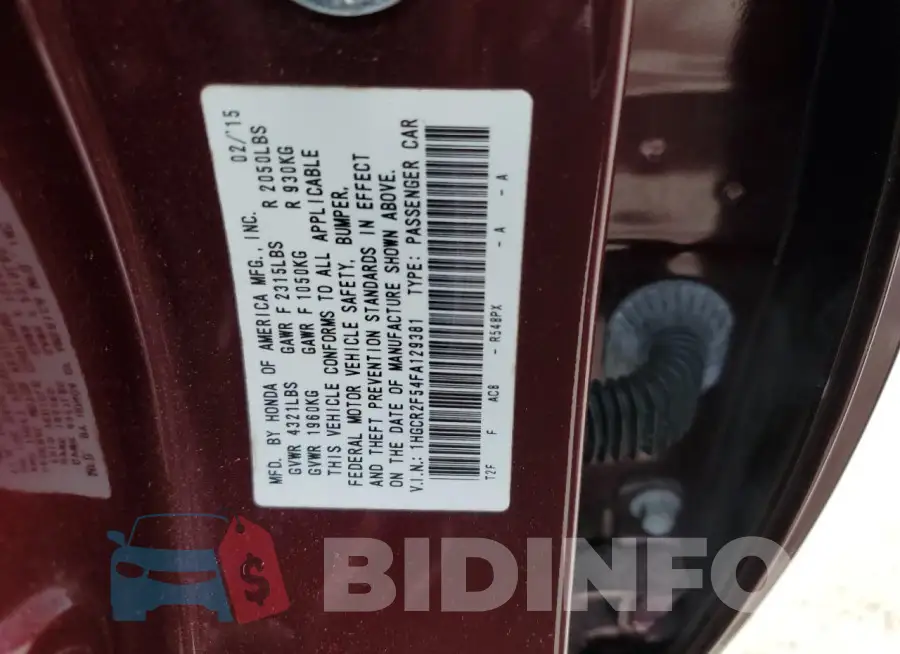 1HGCR2F54FA129381 Photo# 13