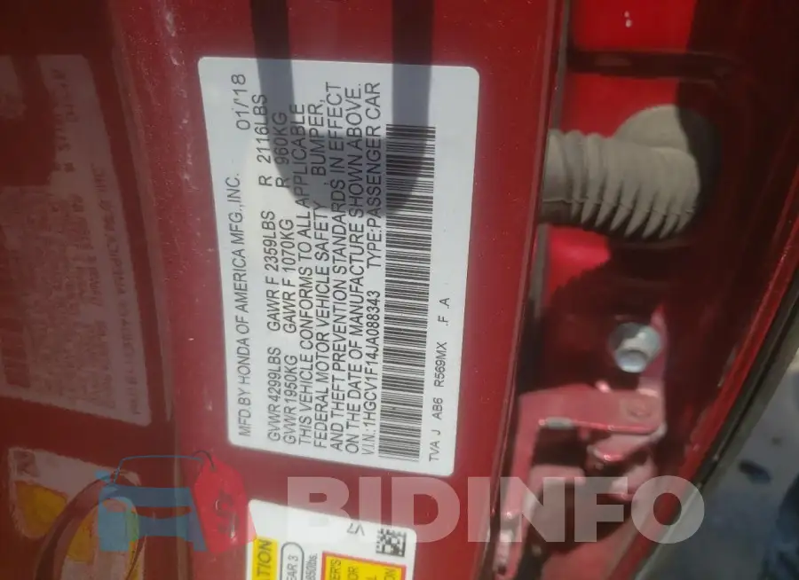 1HGCV1F14JA088343 Photo# 13