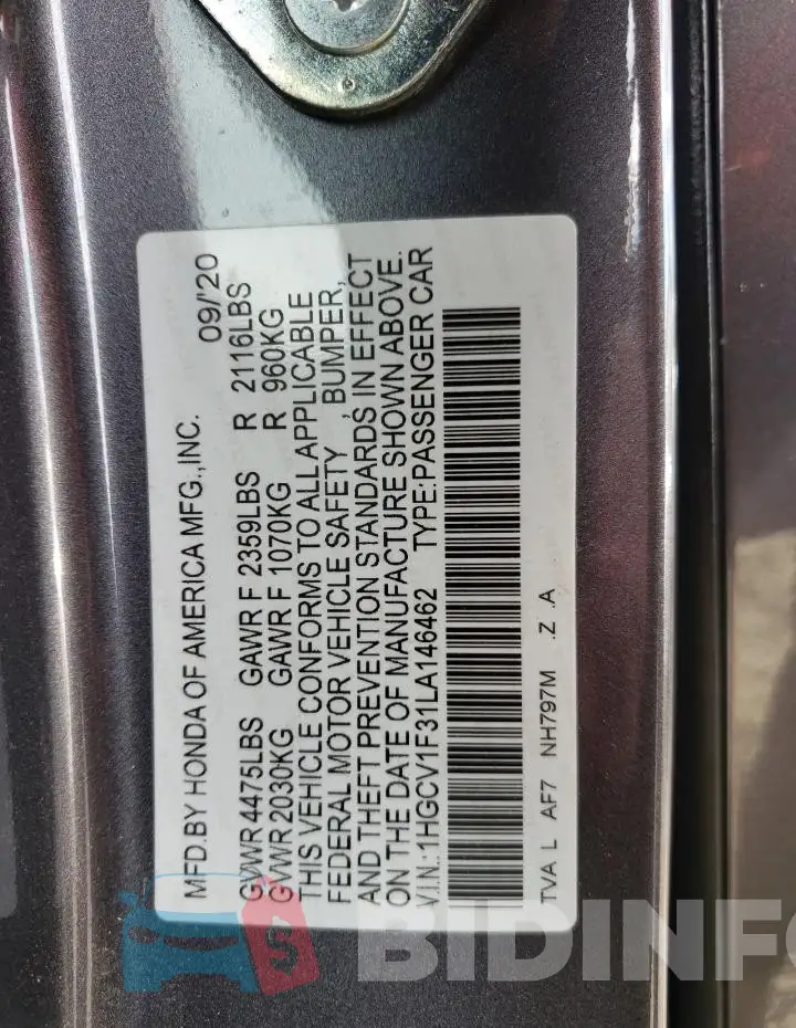 1HGCV1F31LA146462 Photo# 13