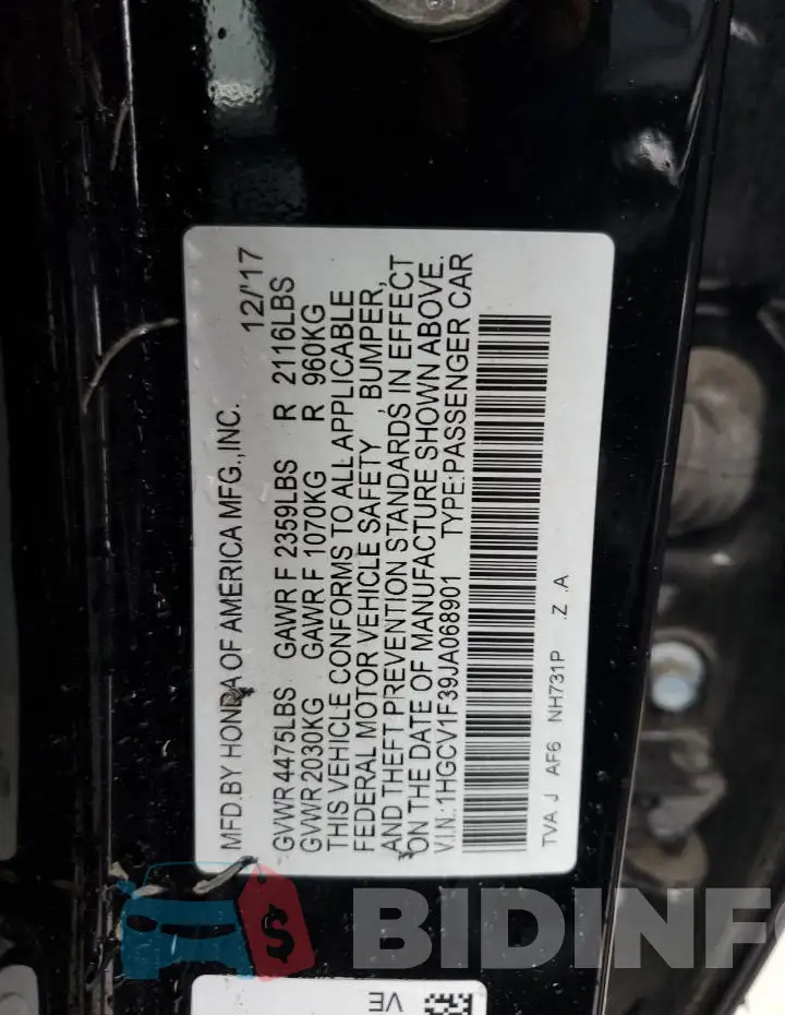 1HGCV1F39JA068901 Photo# 12