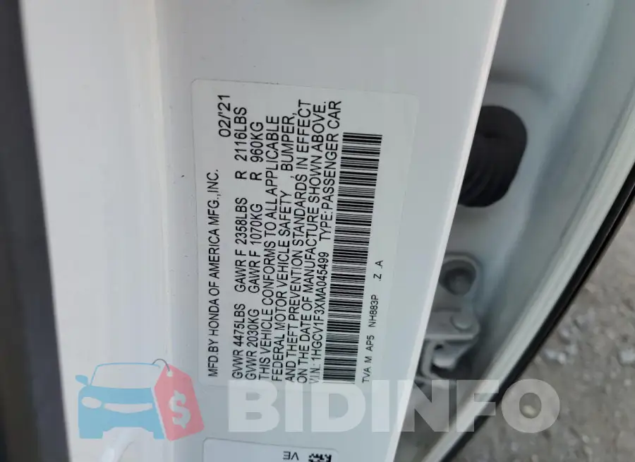 1HGCV1F3XMA045499 Photo# 13