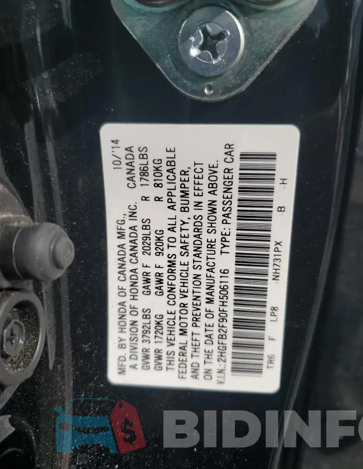 2HGFB2F90FH506116 Photo# 12