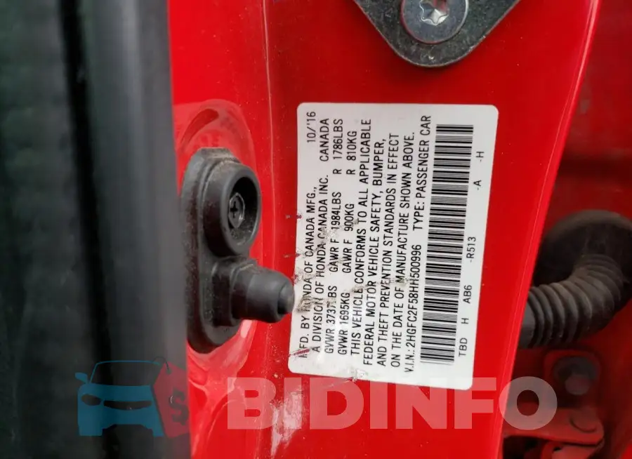2HGFC2F58HH500996 Photo# 12