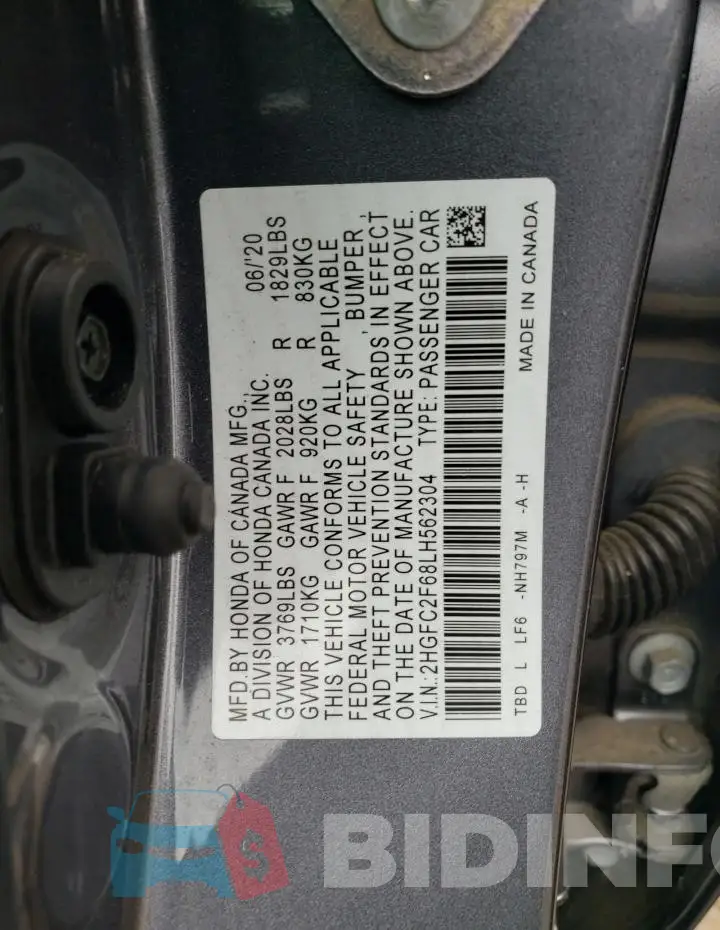 2HGFC2F68LH562304 Photo# 12