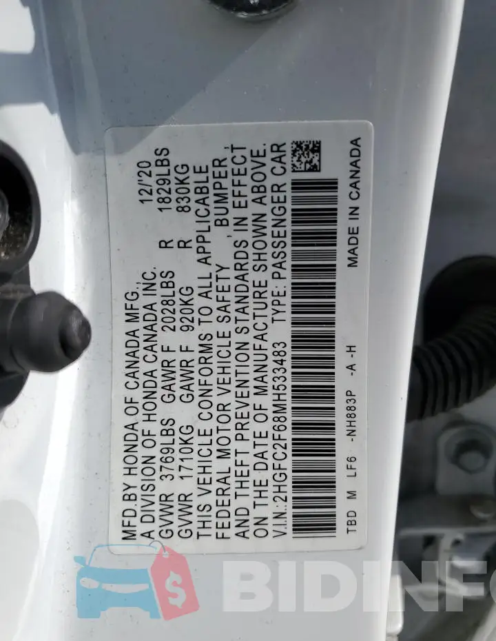 2HGFC2F68MH533483 Photo# 13