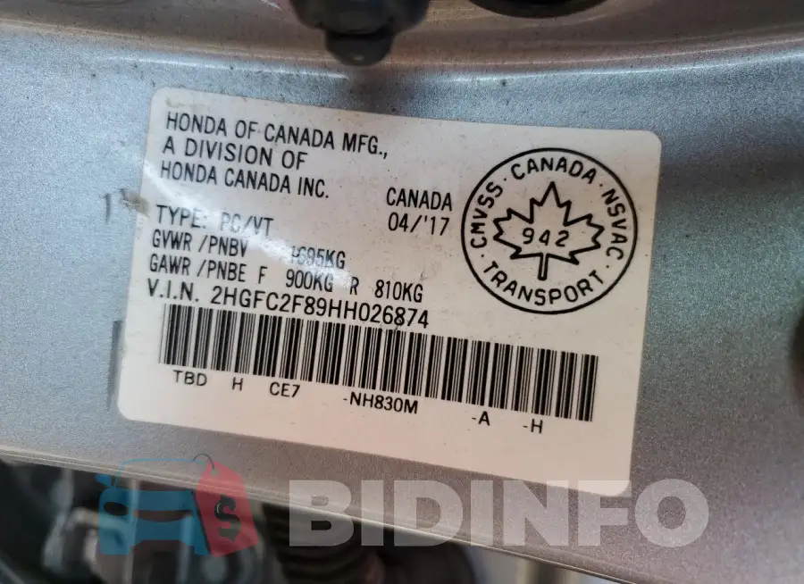2HGFC2F89HH026874 Photo# 12