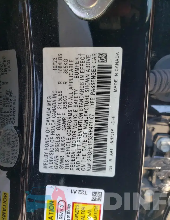 2HGFE1E53RH471107 Photo# 12
