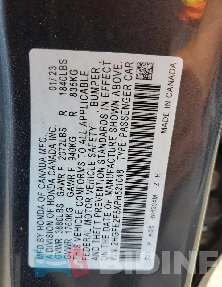 2HGFE2F5XPH521048 Photo# 12