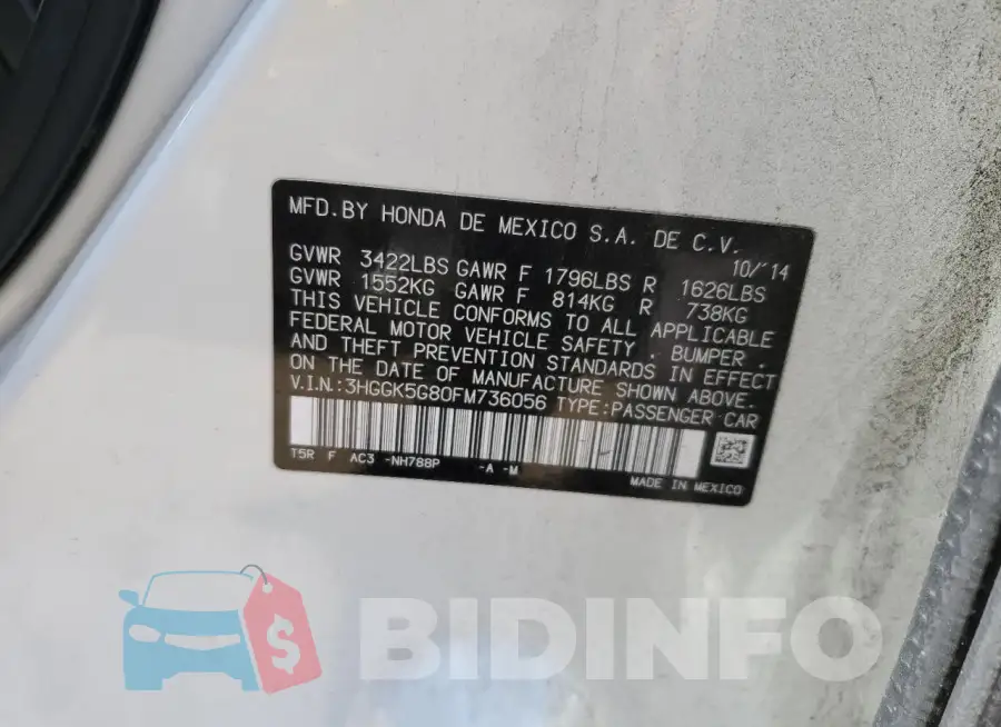 3HGGK5G80FM736056 Photo# 13