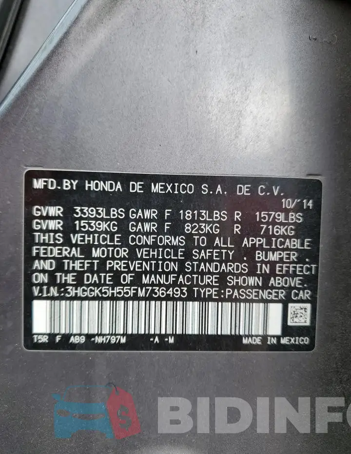 3HGGK5H55FM736493 Photo# 12