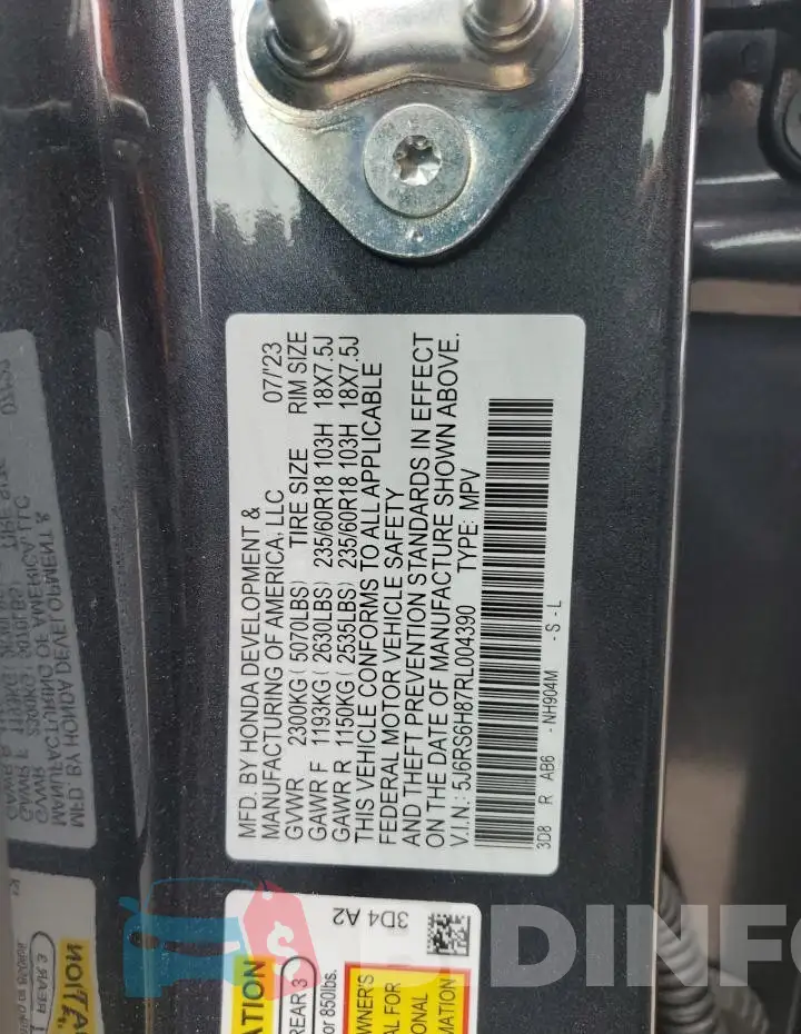 5J6RS6H87RL004390 Photo# 14