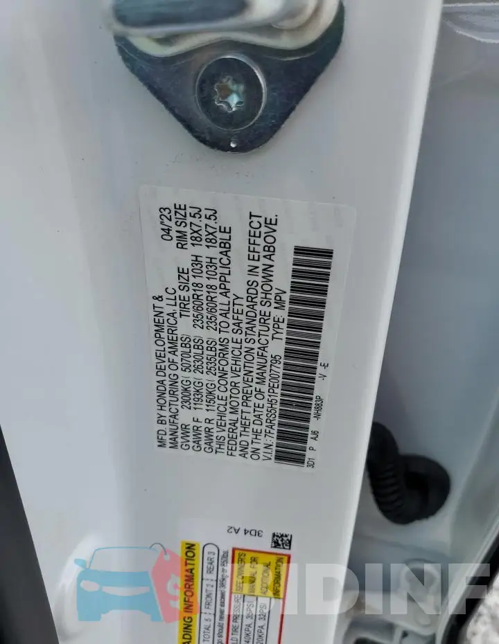 7FARS5H51PE007795 Photo# 13