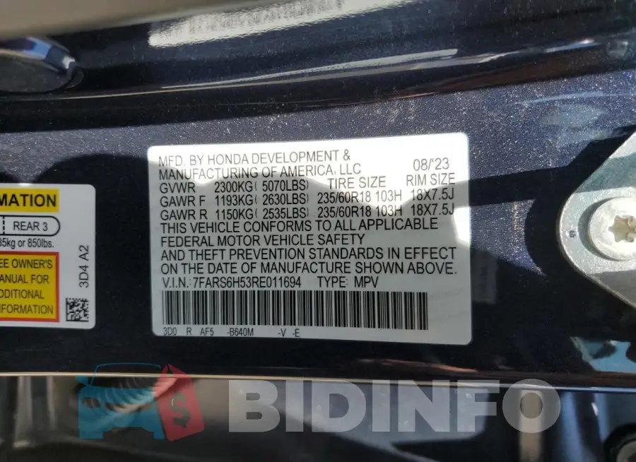 7FARS6H53RE011694 Photo# 14