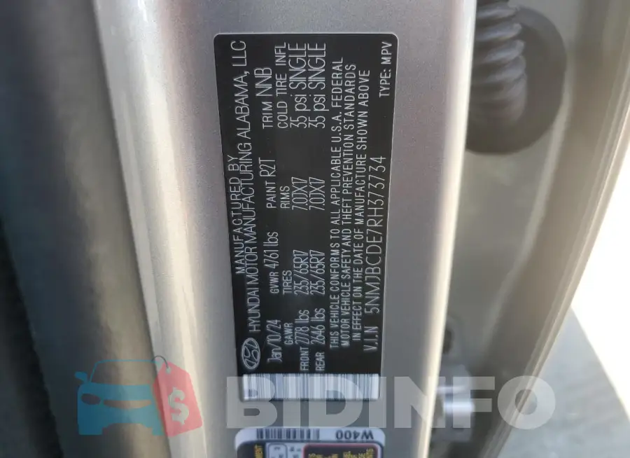 5NMJBCDE7RH373734 Photo# 14