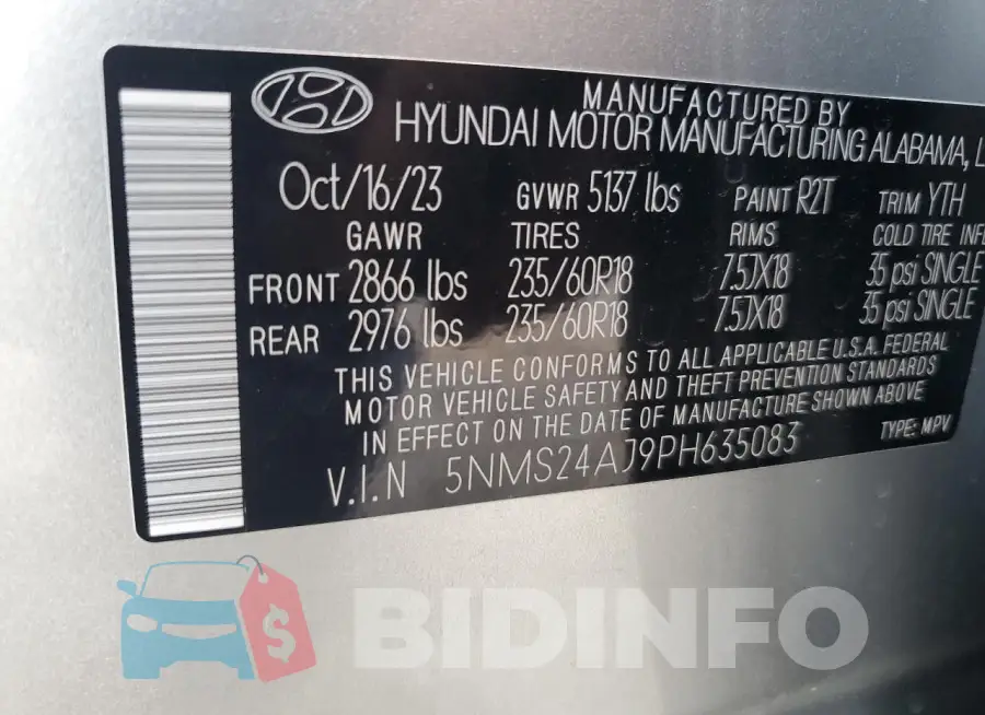 5NMS24AJ9PH635083 Photo# 13