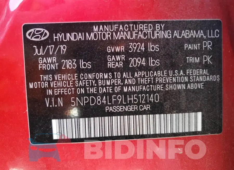 5NPD84LF9LH512140 Photo# 12
