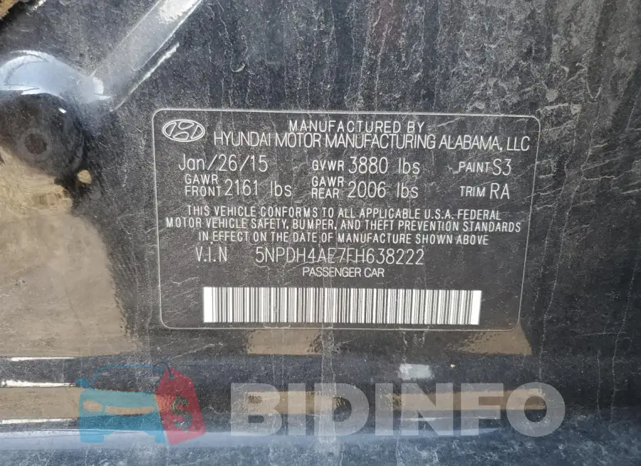 5NPDH4AE7FH638222 Photo# 13