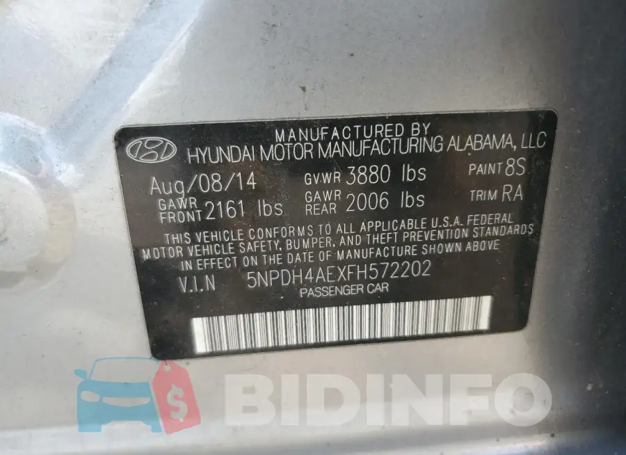 5NPDH4AEXFH572202 Photo# 12