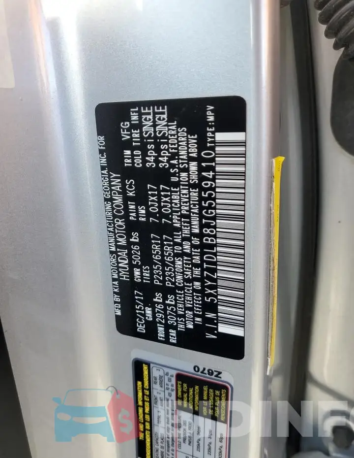 5XYZTDLB8JG559410 Photo# 12