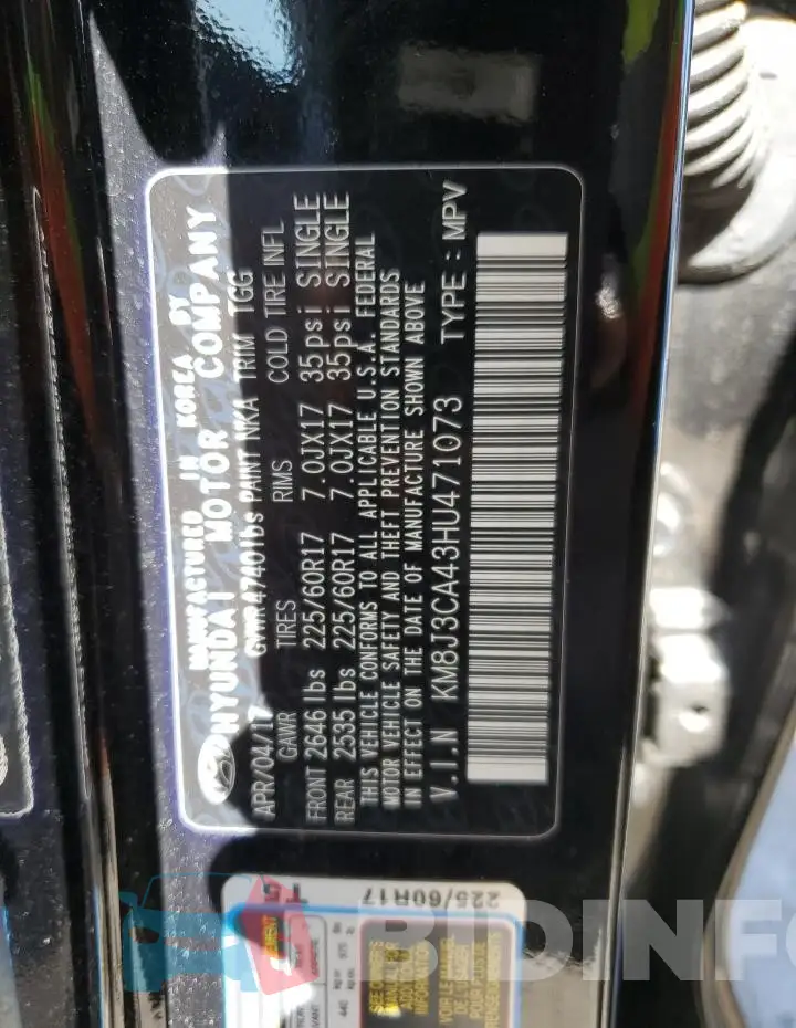 KM8J3CA43HU471073 Photo# 12
