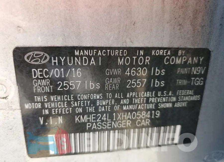 KMHE24L1XHA058419 Photo# 13