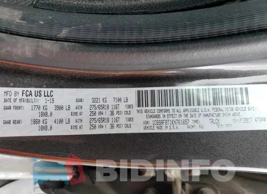 1C6SRFBT1KN761657 Photo# 13