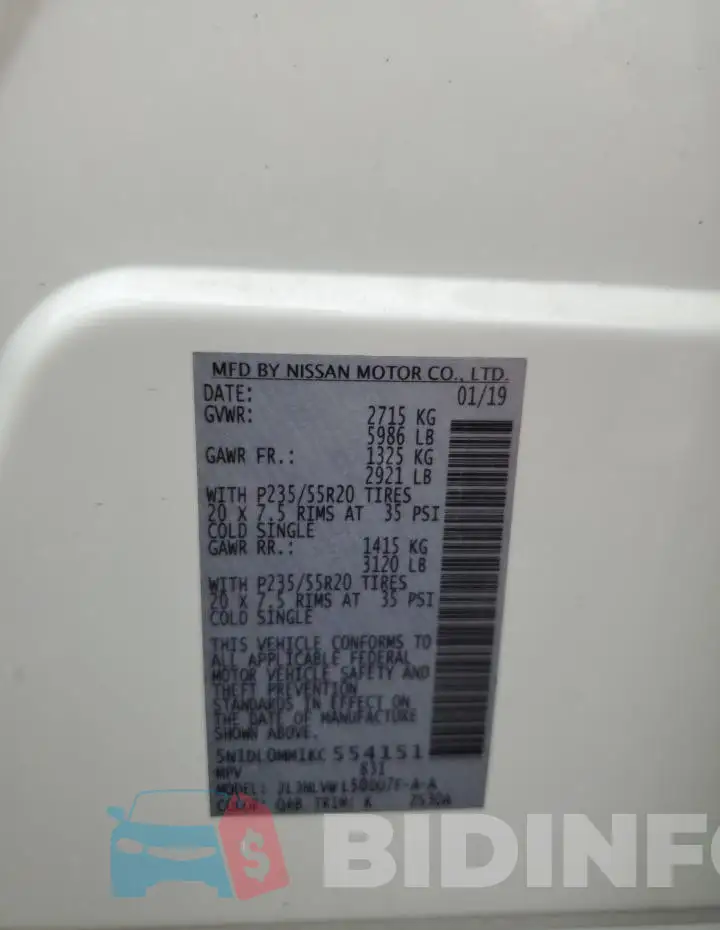 5N1DL0MM1KC554151 Photo# 12