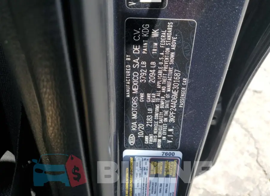 3KPF24AD6ME301687 Photo# 12