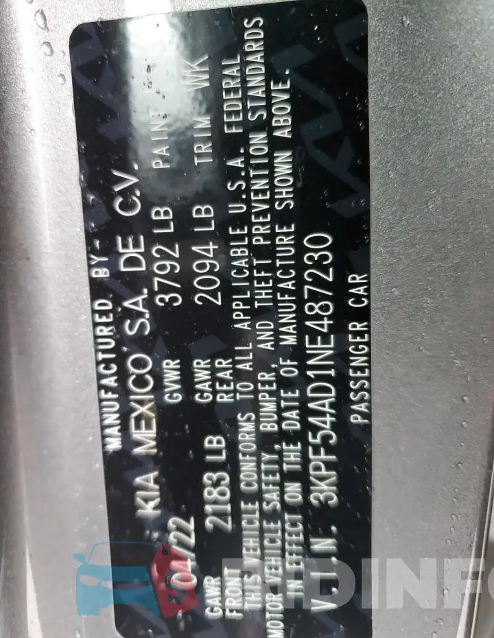 3KPF54AD1NE487230 Photo# 12