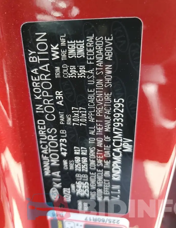 KNDPMCAC1M7939295 Photo# 13