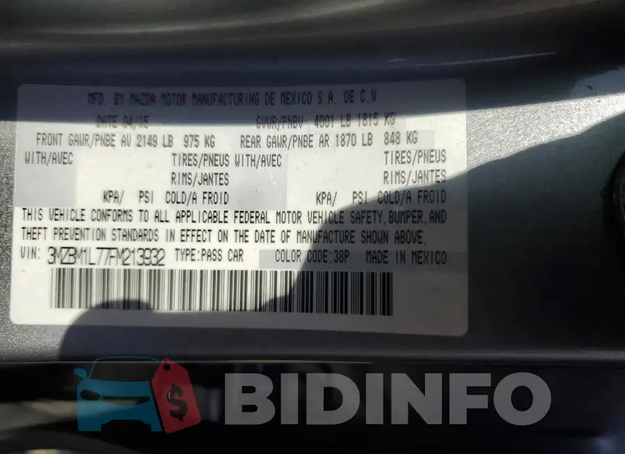 3MZBM1L77FM213932 Photo# 12