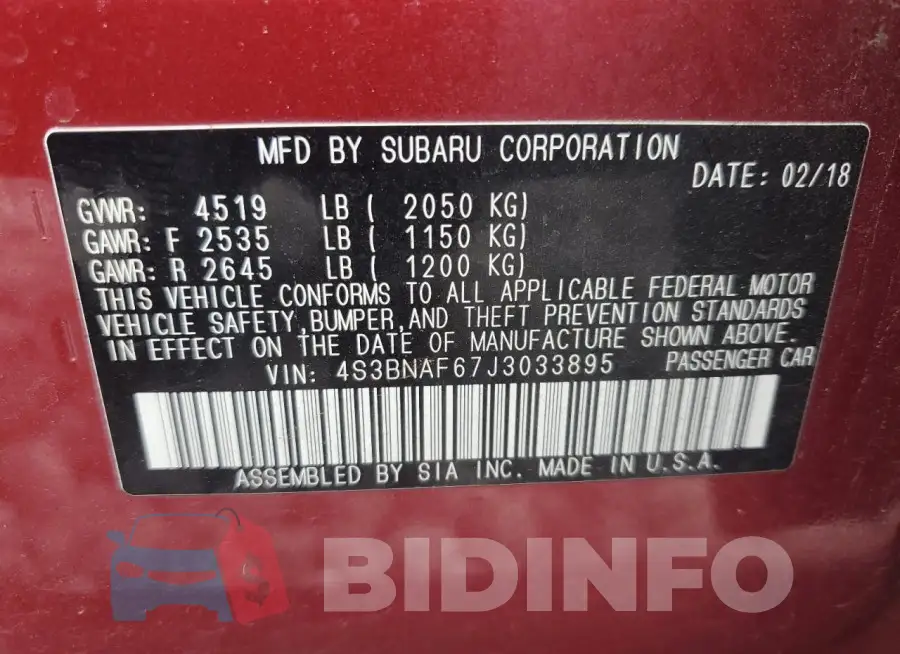 4S3BNAF67J3033895 Photo# 13