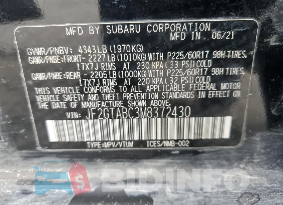 JF2GTABC3M8372430 Photo# 12
