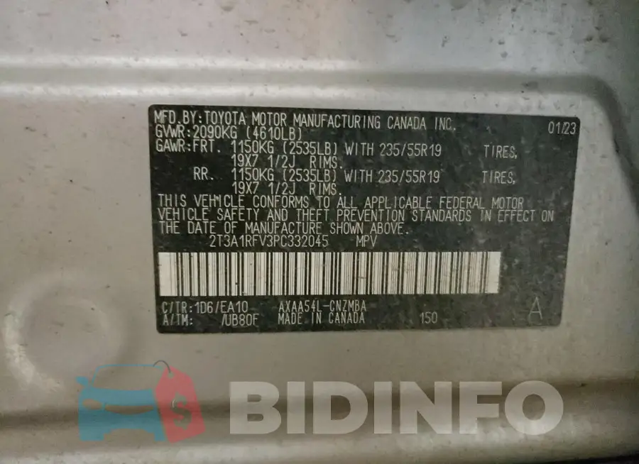 2T3A1RFV3PC332045 Photo# 12