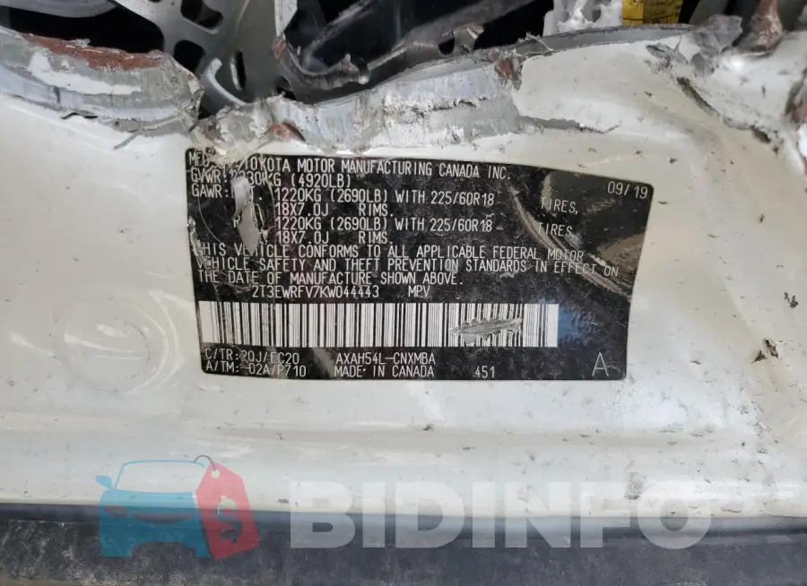 2T3EWRFV7KW044443 Photo# 13