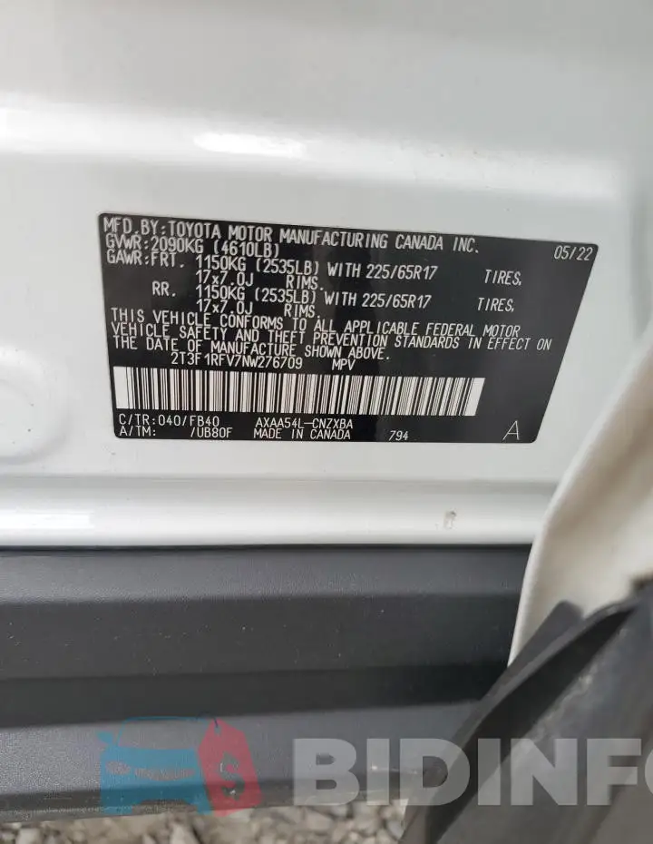 2T3F1RFV7NW276709 Photo# 12