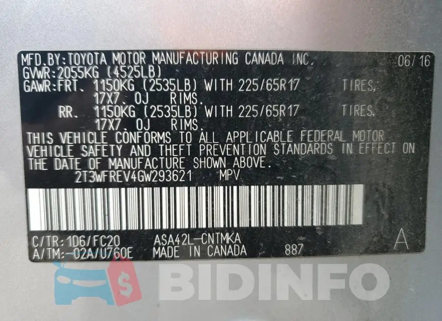 2T3WFREV4GW293621 Photo# 14