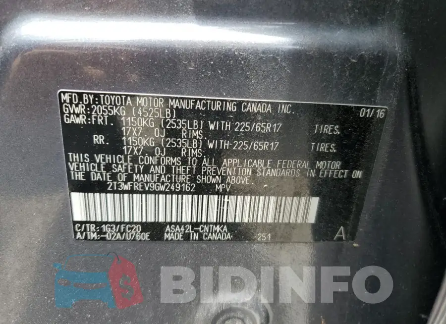 2T3WFREV9GW249162 Photo# 13