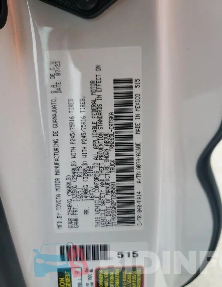 3TYRX5GN0PT085001 Photo# 14