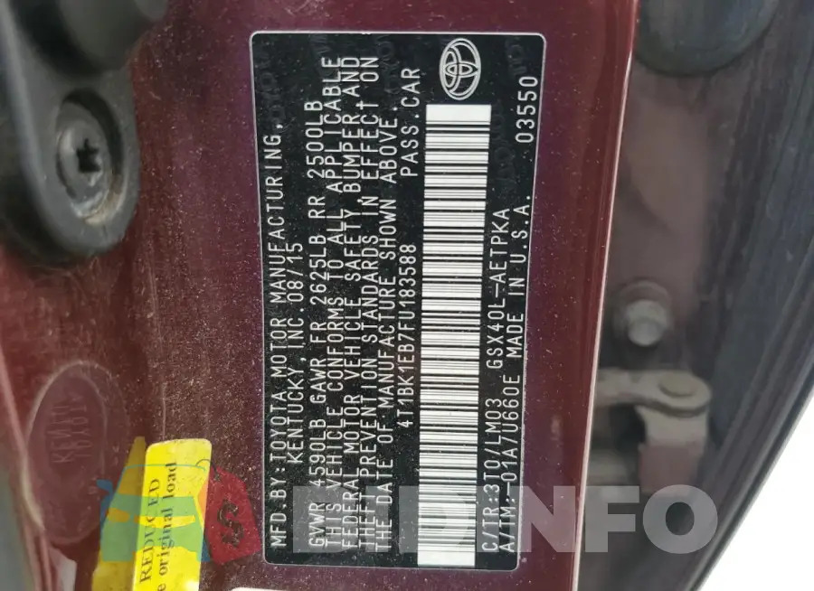 4T1BK1EB7FU183588 Photo# 12