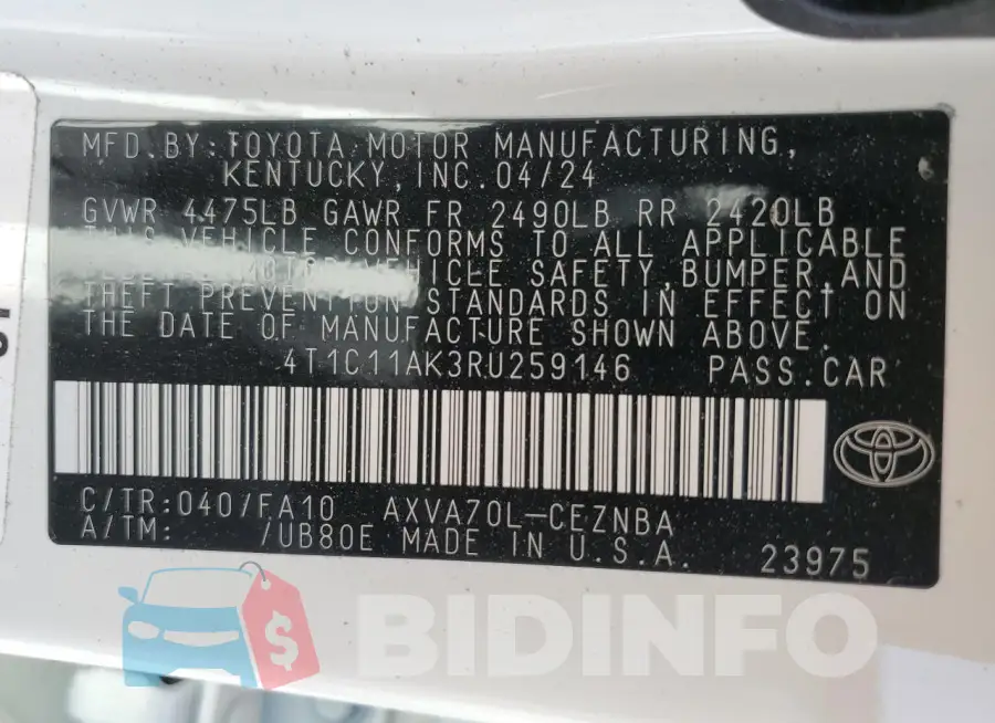 4T1C11AK3RU259146 Photo# 12