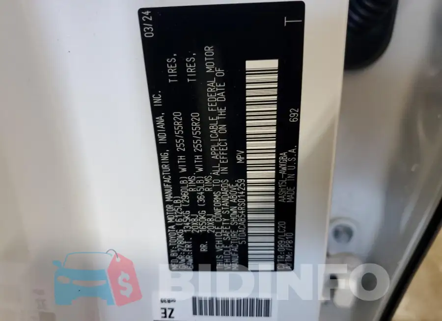 5TDACAB54RS014259 Photo# 13