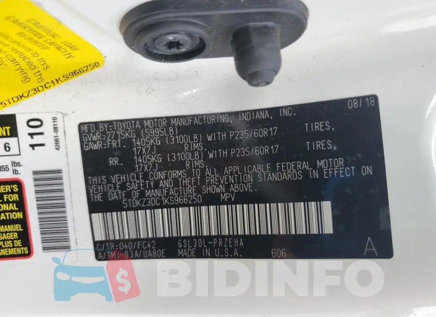 5TDKZ3DC1KS966250 Photo# 14