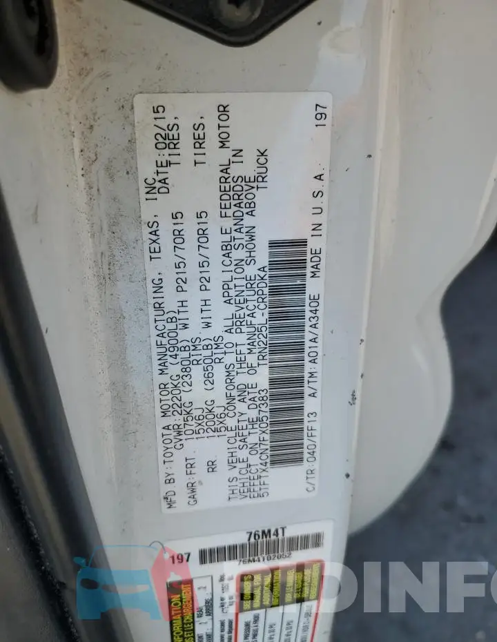 5TFTX4CN7FX057383 Photo# 12
