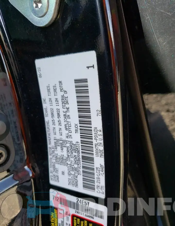 5TFVC5DB6NX005319 Photo# 12