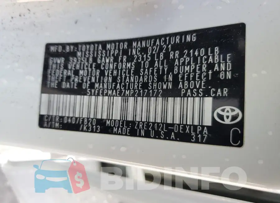 5YFEPMAE7MP217172 Photo# 13