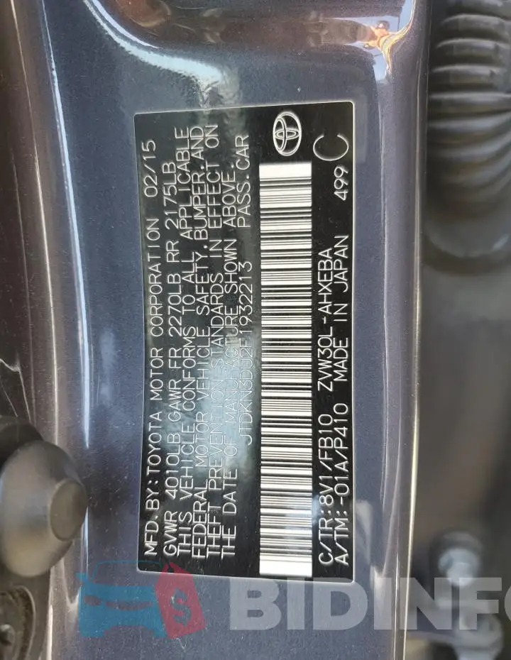 JTDKN3DU2F1932213 Photo# 13