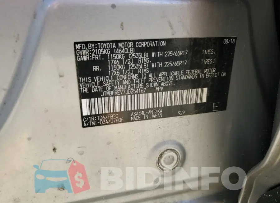 JTMBFREV7JD254167 Photo# 13