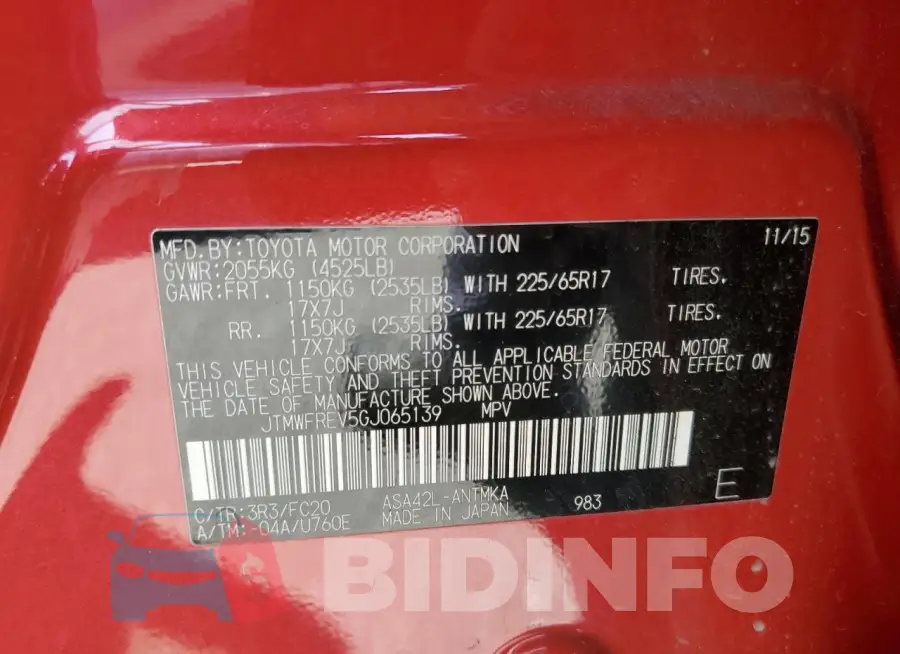 JTMWFREV5GJ065139 Photo# 14