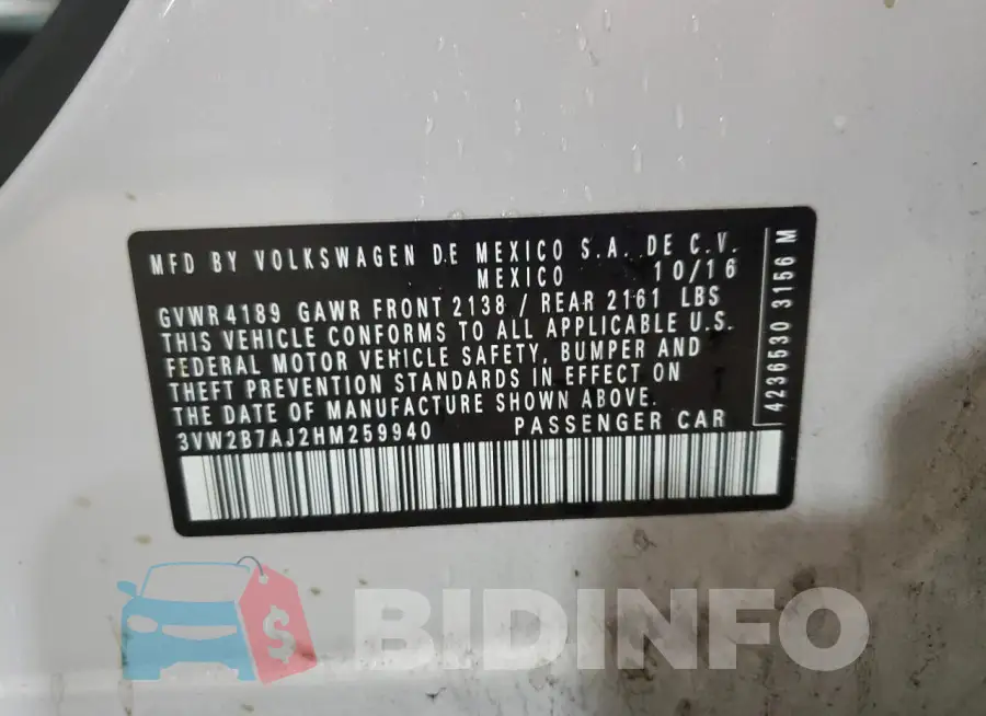 3VW2B7AJ2HM259940 Photo# 12